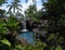 Tropical lagoon and waterfall