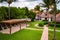 Tropical Landscape with Hammocks On Vacation Resort