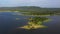 Tropical landscape in Sri Lanka: lake and mountains.