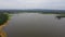 Tropical landscape in Sri Lanka: lake and mountains.