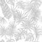 Tropical leafs. Gray tropical leaves pattern.