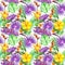 Tropical leaves, exotic flowers. Seamless jungle pattern. Watercolor