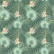 Tropical leaves and flowers. Delicate seamless pattern.