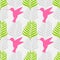 Tropical leaves and hummingbird seamless pattern