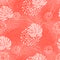 Tropical leaves seamless pattern.Trendy living coral color.