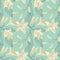 Tropical Lily Engraving Seamless Pattern. Floral Watercolor Background