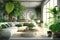 tropical living room with sofas green plants jungle interior design