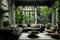 tropical living room with sofas green plants jungle interior design