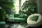 tropical living room with soft furniture green jungle interior design