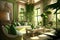 tropical living room with soft furniture green jungle interior design
