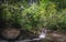 Tropical lush green forest and cascade of small river in Thailand