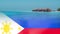 Tropical luxury resort and Philipines national flag