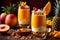 Tropical mango and pineapple fruit parfait, fancy ice cream yoghurt dessert