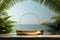 Tropical minimalism An empty podium for product presentation, infused with natural aesthetics