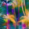 Tropical Mirage: A Surreal Landscape of Colorful Palms and Fantasy