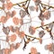 Tropical monkey, palm trees floral seamless pattern in brown colors.