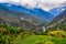 Tropical mountain landscape with fields in Nepal