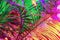 Tropical natural palm tree branches close-up, fashionable neon colors. Natural texture, exotic jungle, abstract