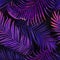 Tropical Neon Palm Leaves Seamless Pattern. Jungle Purple Colored Floral Background. Summer Exotic Botanical Foliage