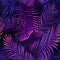 Tropical Neon Palm Leaves Seamless Pattern. Jungle Purple Colored Floral Background. Summer Exotic Botanical Foliage