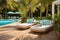 Tropical Oasis: Serene Poolside Deck with Modern Elegance