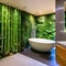 A tropical oasis-themed bathroom with a rainforest shower, lush greenery, and bamboo accents2, Generative AI