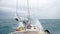 Tropical ocean and beach with sail boat yacht in the Tobago Cays, Saint Vincent and the Grenadines, Caribbean.