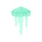 Tropical ocean green jellyfish stay on high wave