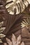 Tropical Palm leaves creatively arranged on pastel brown background