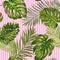 Tropical Palm Leaves Seamless Pattern. Watercolor Floral Background. Exotic Botanical Design for Fabric, Textile