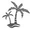 Tropical palm tree grey