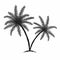 Tropical palm trees with leaves. Black silhouettes isolated palm trees on white background