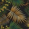 Tropical palms seamless vector pattern, floral fashionable tropic background for fabric textile, exotic hawaiian floral texture