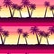 Tropical palms at sunset seamless pattern