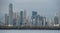 Tropical Panama City skyline as storm approaches.