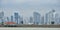 Tropical Panama City skyline as storm approaches.