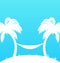 Tropical paradise background with palm trees and h