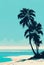 Tropical Paradise: A Beach Poster Pattern with Palm Trees and Sailing Ships