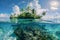 Tropical paradise island oasis with crystal clear waters, panoramic view