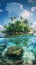 Tropical paradise island oasis with crystal clear waters, panoramic view