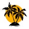 Tropical paradise palm trees and sun logo