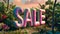 Tropical Paradise Sale Concept with Vibrant Inflatable Letters