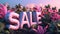 Tropical Paradise Sale: Vibrant Pink Sunset with Giant Letters