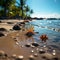 Tropical paradise Sand and blurred palm, beach bokeh depict summer travel concept