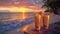 Tropical Paradise at Serene Sunset Beach with Refreshments