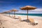 Tropical parasols at Maleme beach on Crete, Greece