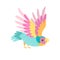 Tropical Parrot Bird with Iridescent Plumage Flying Vector Illustration
