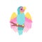 Tropical Parrot Bird with Iridescent Plumage Sitting on Perch Vector Illustration