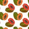 Tropical pattern with juicy papaya on a white background