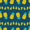 Tropical pattern with pineapples in flat style. Sweet summer background. Vector pineapple illustration